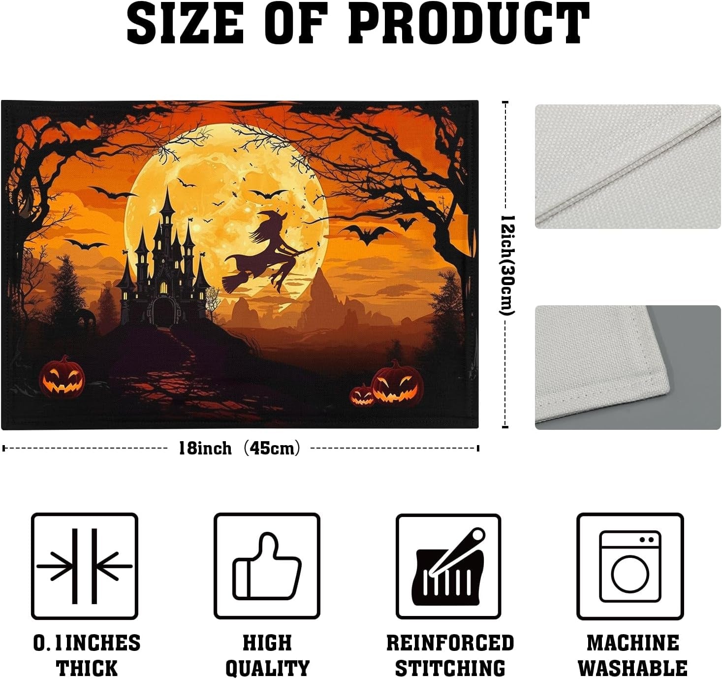 halloween-placemats-set-of-4-18x12-inch-spooky-witch-bat-castle-pumpkin-linen-place-mats-heat-resistant-washable-wipeable-fall-holiday-table-mats-for-party-kitchen-dining-room-dinner-table-decor