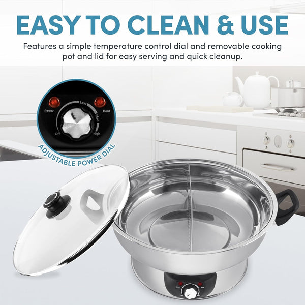 Housewares ASP-610 Dual-Sided Shabu Hot Pot, 5Qt, Stainless Steel  Housewares 3 Uncooked/6 Cups Cooked Rice Cooker, Steamer, Multicooker, 2-6 Cups, Black4