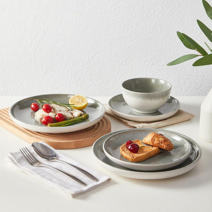 Stoneware Dinnerware Sets for 4, 12Pcs Plates and Bowls Sets Dishes5