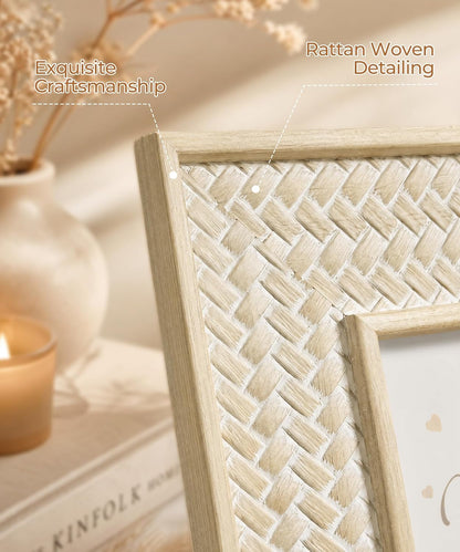 5X7 Boho Picture Frame Rattan Beige Unique Coastal Photo Frame3