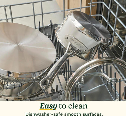 Chef’S Classic 11-Piece Stainless Steel Pots and Pans Set, Cookware Set Compatible with Induction, Electric, Gas Cooktops, Aluminum Core for Even Heat, Cool Grip Handles, Dishwasher Safe |  Stainless Steel Cookware Set, Dishwasher Safe, Oven Safe to 500°F & Gas/Electric/Induction Compatible, 77-11G5