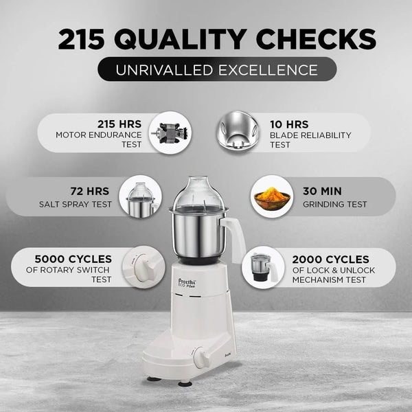 Eco plus Mixer Grinder, White, 3 Jar4