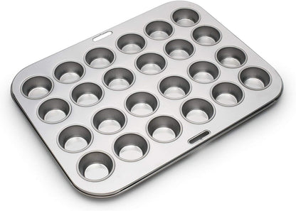 Stainless Steel Mini Muffin & Cupcake Pan, 24 Mini Cups Baking Pan | Mini Cupcakes & Muffins | Dishwasher Safe | No Coatings | Baking Essential | Durable | Consistent Results | Rust Resistant1