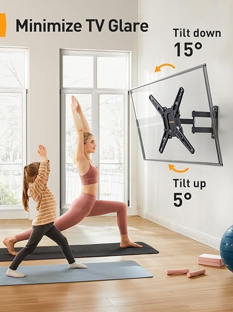 full-motion-tv-mount-for-26-65-inch-tvs-up-to-82-lbs-swivel-articulating-corner-tv-wall-mount-with-tool-free-single-stud-wall-mount-tv-bracket-max-vesa-400x400mm-pgmf3