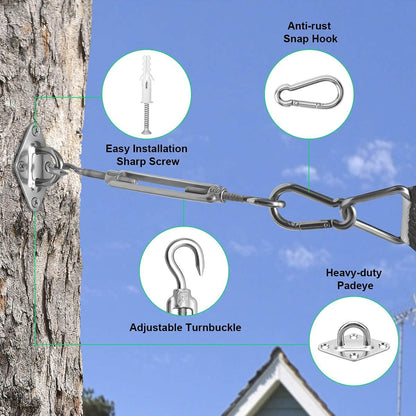 Sun Shade Sail Hardware Kit - 6 Inch 304 Stainless Steel Sunshades Canopy Installation Kit for Install Rectangle & Triangle Shade Sails Deck Garden Lawn Patio Outdoor Metal Sail Shade Hardware Kit5