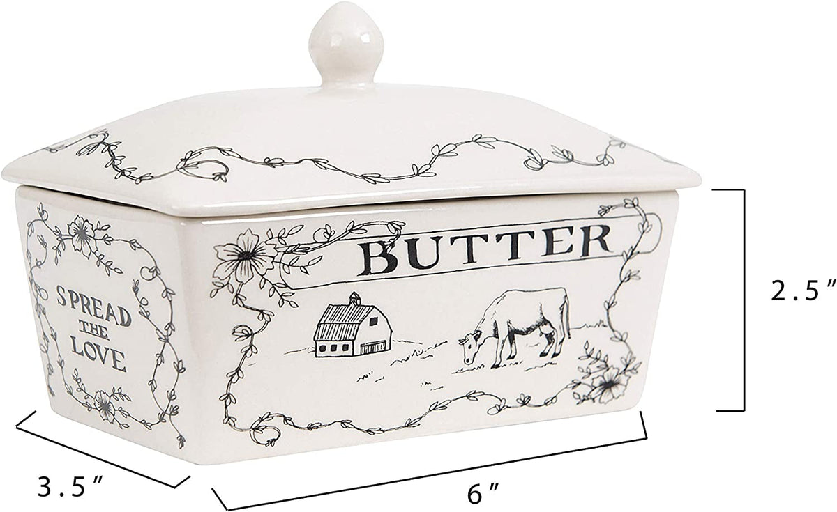 creative-co-op-country-stoneware-butter-dish-with-spread-the-love-message-and-farm-landscape-design-white-and-black