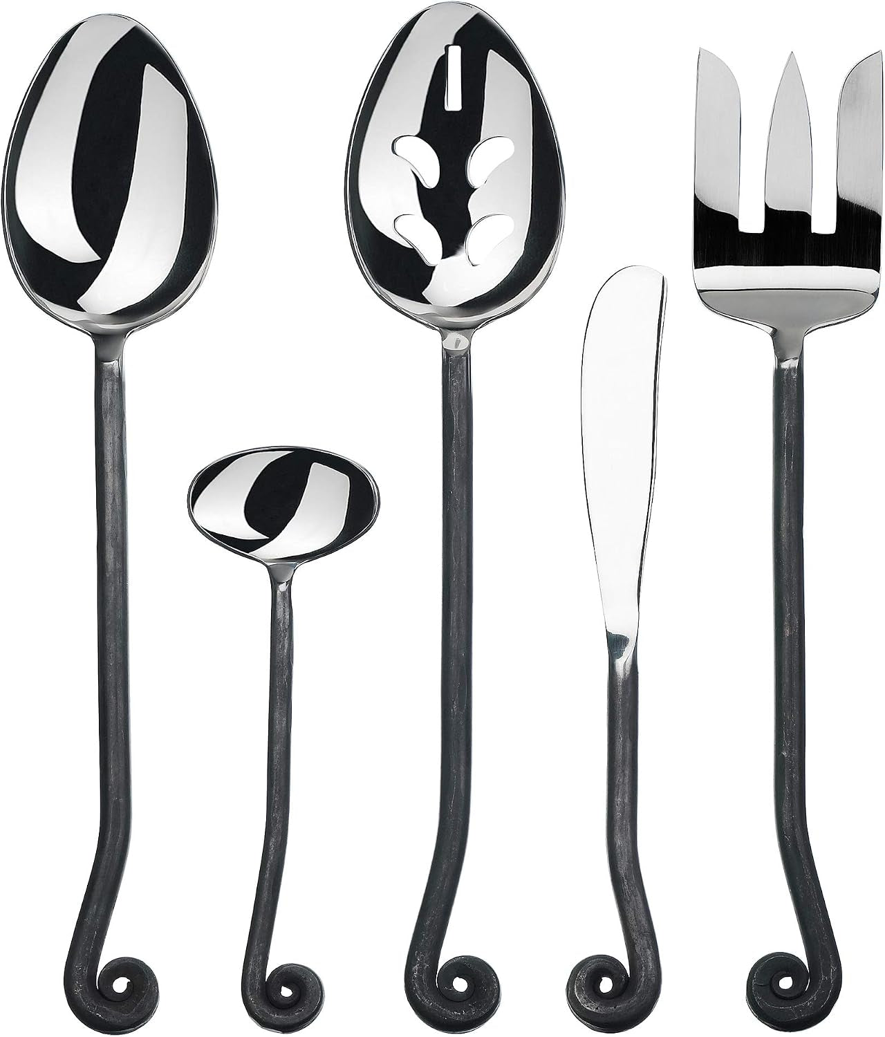 5-pieces-hostess-silverware-treble-clef-collection-matte-polished-metal-flatware-serving-set-stainless-steel-kitchen-utensils-knife-fork-spoons-dishwasher-safe-34-033