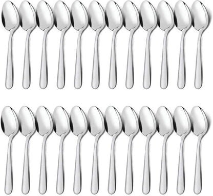 24 Pieces Dinner Spoons Set Silverware - 6.7 Inch Stainless Steel Spoon, Dessert, Table, Silverware Spoons Only for Home, Kitchen or Restaurant - Mirror Polished, Dishwasher Safe, Silver1