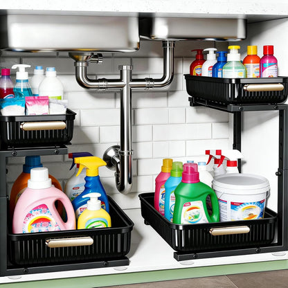 under Sink Organizer - 2 Pack Multi-Purpose Pull-Out Storage Shelf1