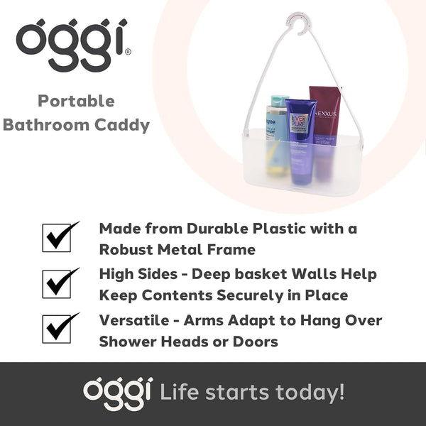 Oggi Adjustable Hanging Shower Caddy, Portable Bathroom Caddy with Adjustable Hooks, Shower Organizer Basket for over Shower Head, Door, Towel Rail & Bathroom Storage7