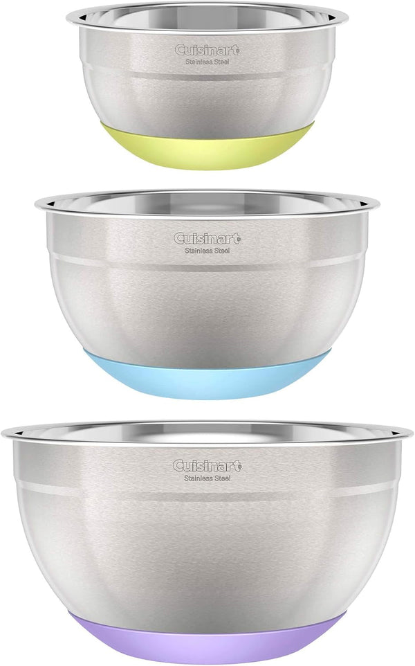 3-Piece Stainless Steel Mixing Bowls with Nonslip Base, 1.5Qt, 3Qt & 5Qt1