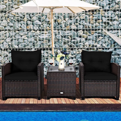 3 Piece Patio Furniture Set, Black2