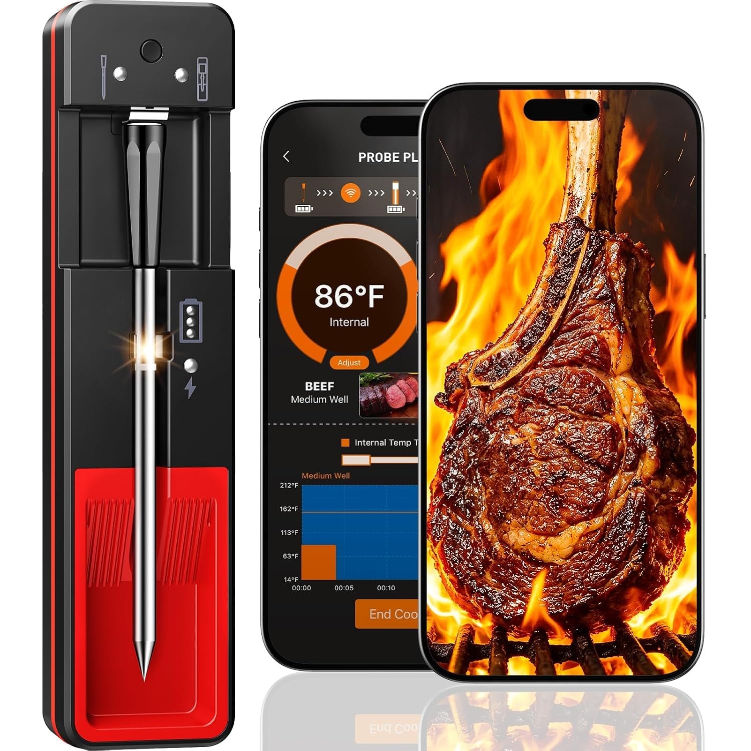 smart-bluetooth-wireless-meat-thermometer-digital-0-5s-instant-read-nist-0-5-f-food-thermometer-2-in-1-100h-battery-fast-charge-base-app-control-custom-menu-for-bbq-grill-smoker-oven