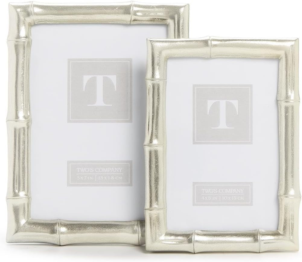 set-of-2-silver-faux-bamboo-photo-frame-includes-2-sizes-4x6-and-5x7-inches-resin-and-glass-home-decor-accessories