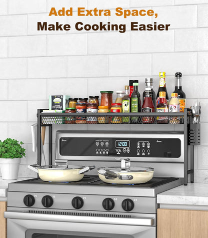 33 Inch Stove Top Shelf, 5-Level Height Adjustable, Black7