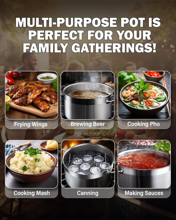 Professional Stainless Steel Stock Pot, Heavy Duty Induction Soup Pot with Lid, Large Pot for Cooking Pasta, Soup, Oven Safe, Dishwasher Safe, Compatible with Most Stovetops, 30-Quart3
