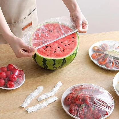 300Pcs Reusable Elastic Food Covers - Universal Stretchable Clear Adjustable Plastic Plate & Bowl Covers, Outdoor Fresh Keeping Bags, Kitchen Baking Picnic and Food Storage Bread Proofing Cover.5