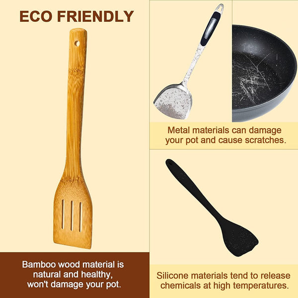 7-Piece Wooden Cooking Spoons, Natural Bamboo Utensil Set6
