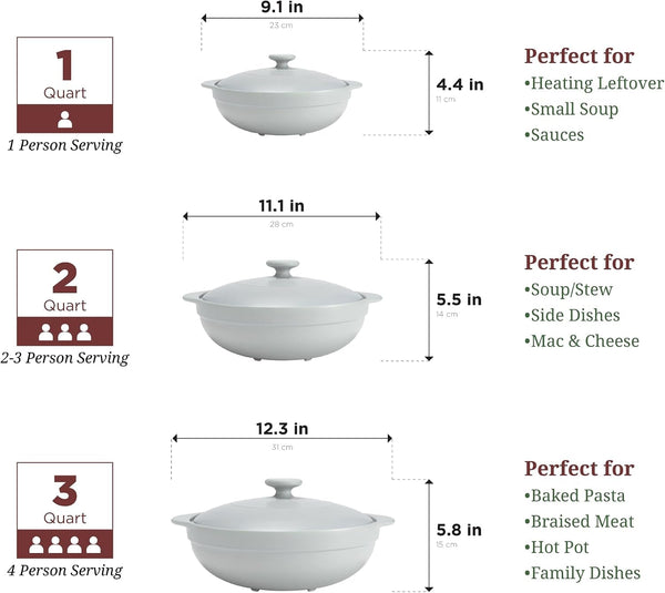 MINH LONG 2-Qt Porcelain Dutch Oven with Lid – Lead & Cadmium Free, Oven Safe to 482°F, Heat Retention, Clay Pot for Cooking on Gas & Infrared Cooktop, Use to Marinate, Cook, Bake, Refrigerate & Serve6