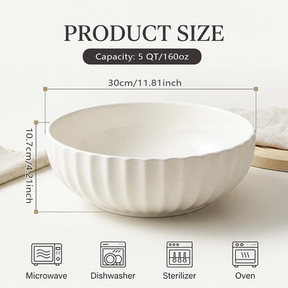 5 Qt Extra Large Ceramic Mixing Bowl, Big Serving Bowl for Kitchen2