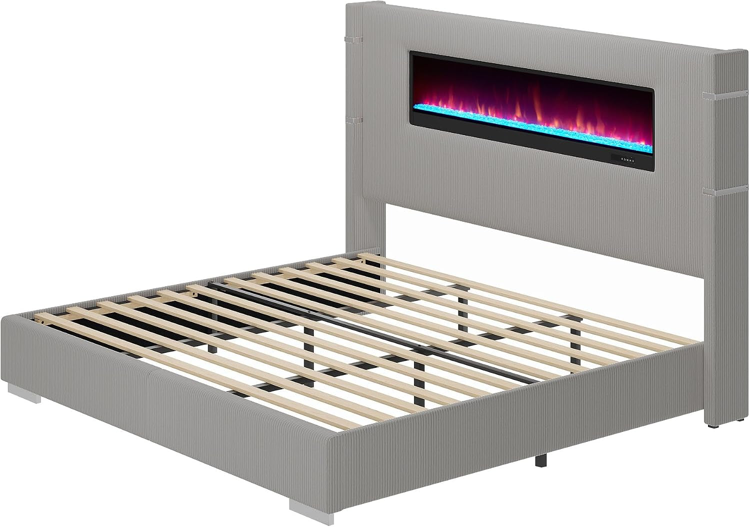 king-bed-frame-with-fireplace-upholstered-headboard-light-gray