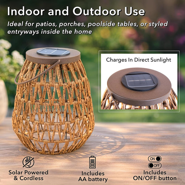 Fusion 2-Pack Cordless Outdoor Woven Solar Lanterns3