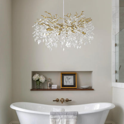 Gold Tree Branch Chandelier 32" 10-Light Modern Crystal Light Fixture8
