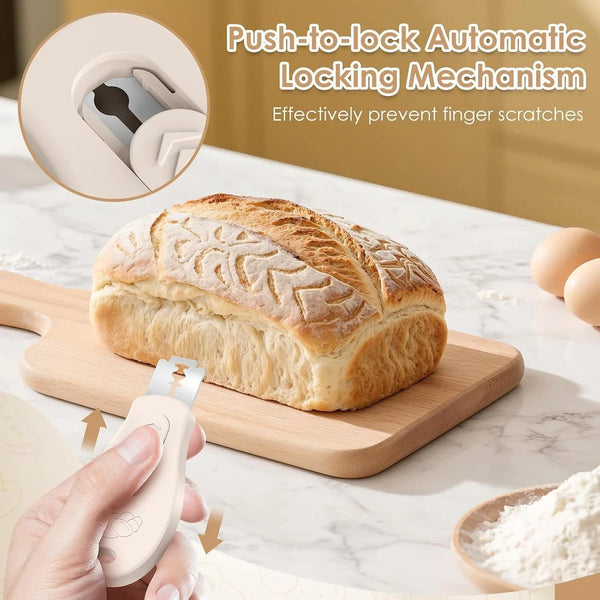 Bread Lame Sourdough Scoring Tool, Extractable & Magnetic Bread Scoring Tool, Scoring Knife for Bread Baking, Bread Razor for Homemade Bread, Sourdough Scorer Tool, Includes 5 Razor Blades-Beige5