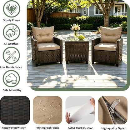 3 Pieces Patio Furniture Set,Outdoor Wicker Table and Chairs6