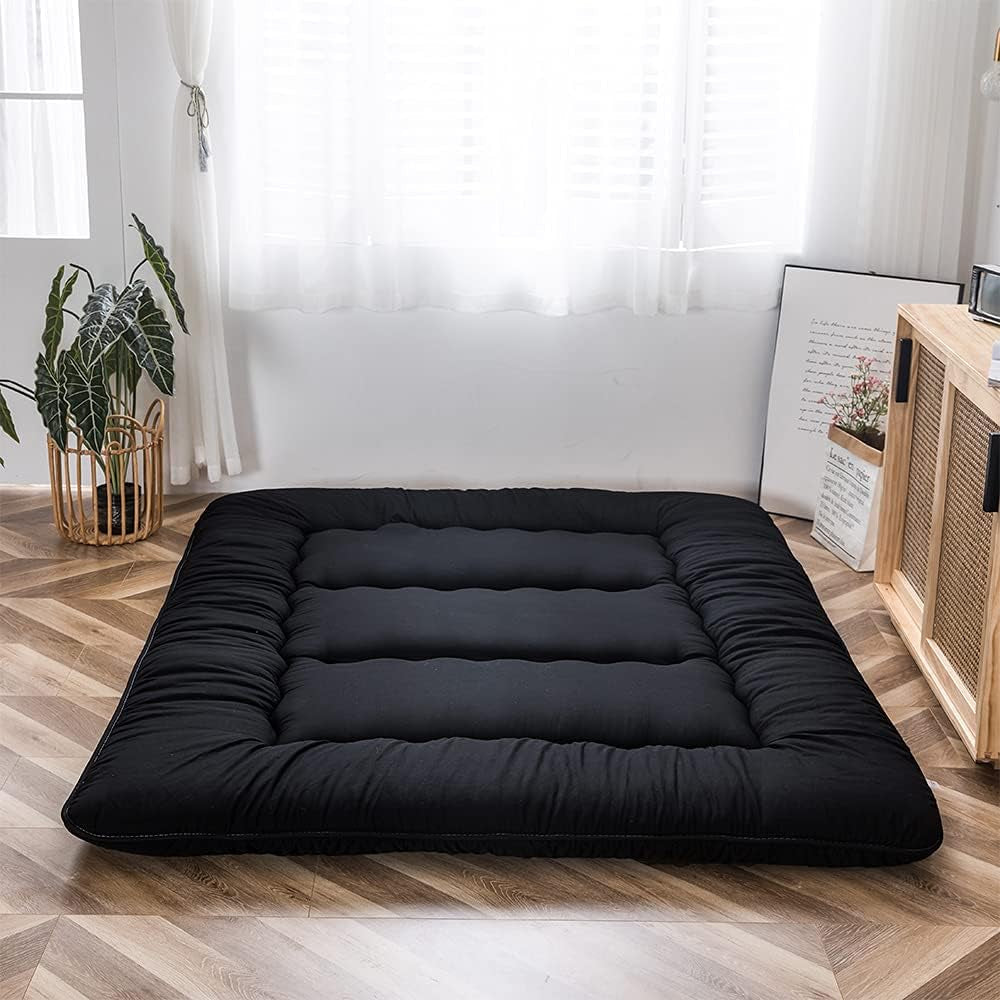 japanese-floor-mattress-4-thick-full-size-foldable-futon-mattress-sleeping-pad-foldable-roll-up-mat-boys-girls-dormitory-pad-kids-floor-lounger-black