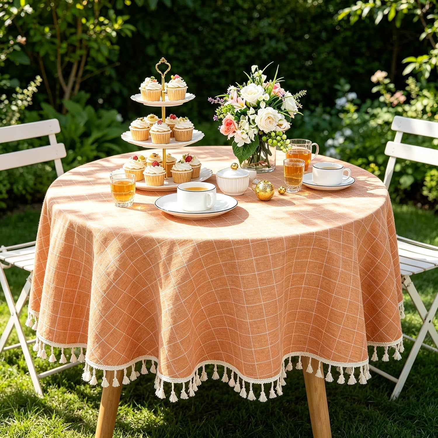 55-round-cotton-tablecloth-coral-gingham-table-cloth-linen