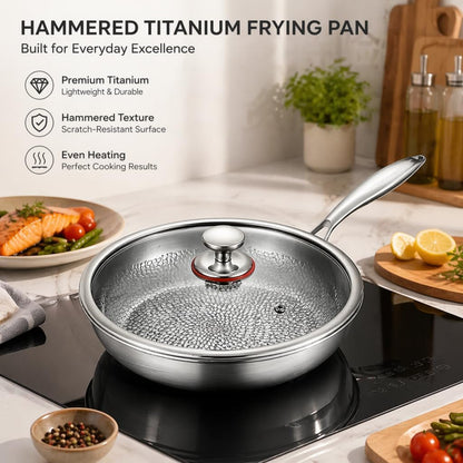 Titanium Pans for Cooking, 12 Inch Titanium Pro Hammered Frying Pan with Lid, Titanium Cookware for Cooking Kitchen Induction Compatible5