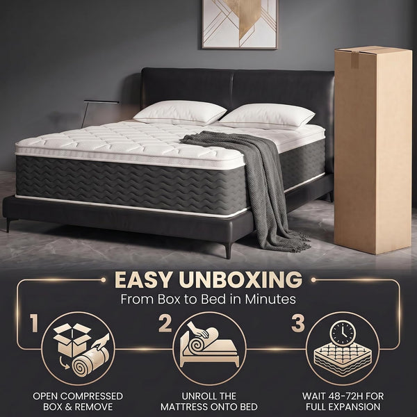Queen Mattress, 12 Inch Queen Size Mattress in a Box, Memory Foam and Individually Pocketed Spring, Motion Isolation, Pressure Relief, Certipur-Us Certified8