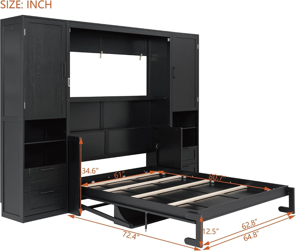 queen-murphy-bed-with-side-wardrobes-drawers-queen-size-wall-bed-frame-multi-functional-hidden-fold-down-cabinet-bed-with-clothing-hanging-rods-open-shelves-black