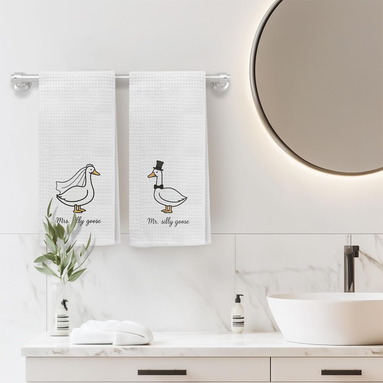 funny-mr-and-mrs-silly-goose-kitchen-towels-wedding-gifts-for-couples-newlyweds-dish-tea-towels-for-kitchen-decor-just-married-gifts-decorative-hand-towels-for-bathroom-16x24-inch-set-of-2