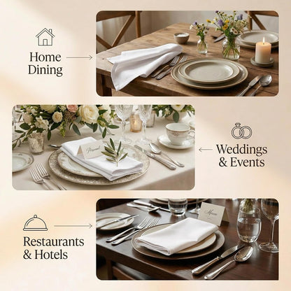 Cloth Napkins Set of 6 18X18 Inch 100% Cotton Dinner Napkin Washable Hotel Quality Reusable Kitchen & Table Linen for Fall Thanksgiving Family Dinners Weddings & Everyday Use - White4
