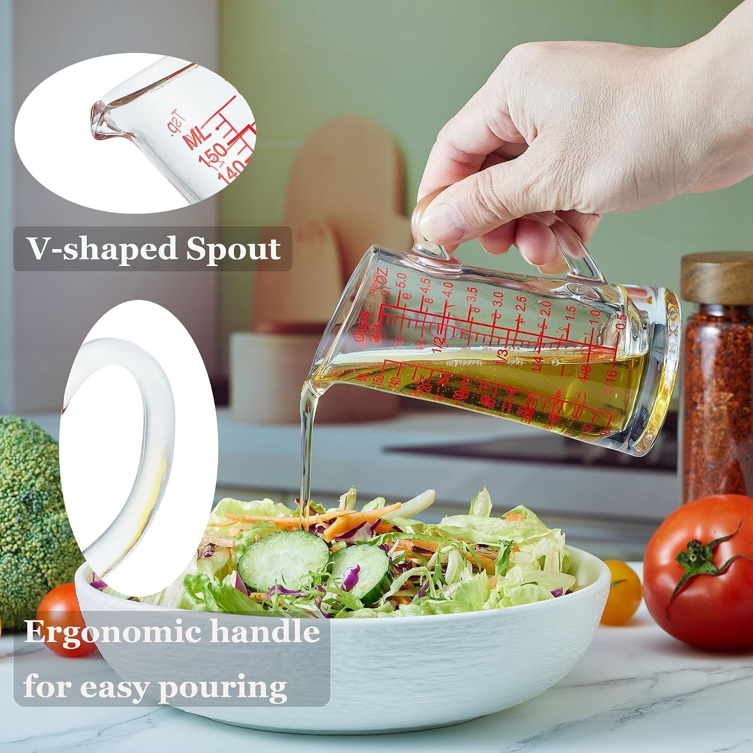 ackers-glass-measuring-cup-5-oz-150ml-shot-glass-measuring-cup-with-v-spout-insulated-handle