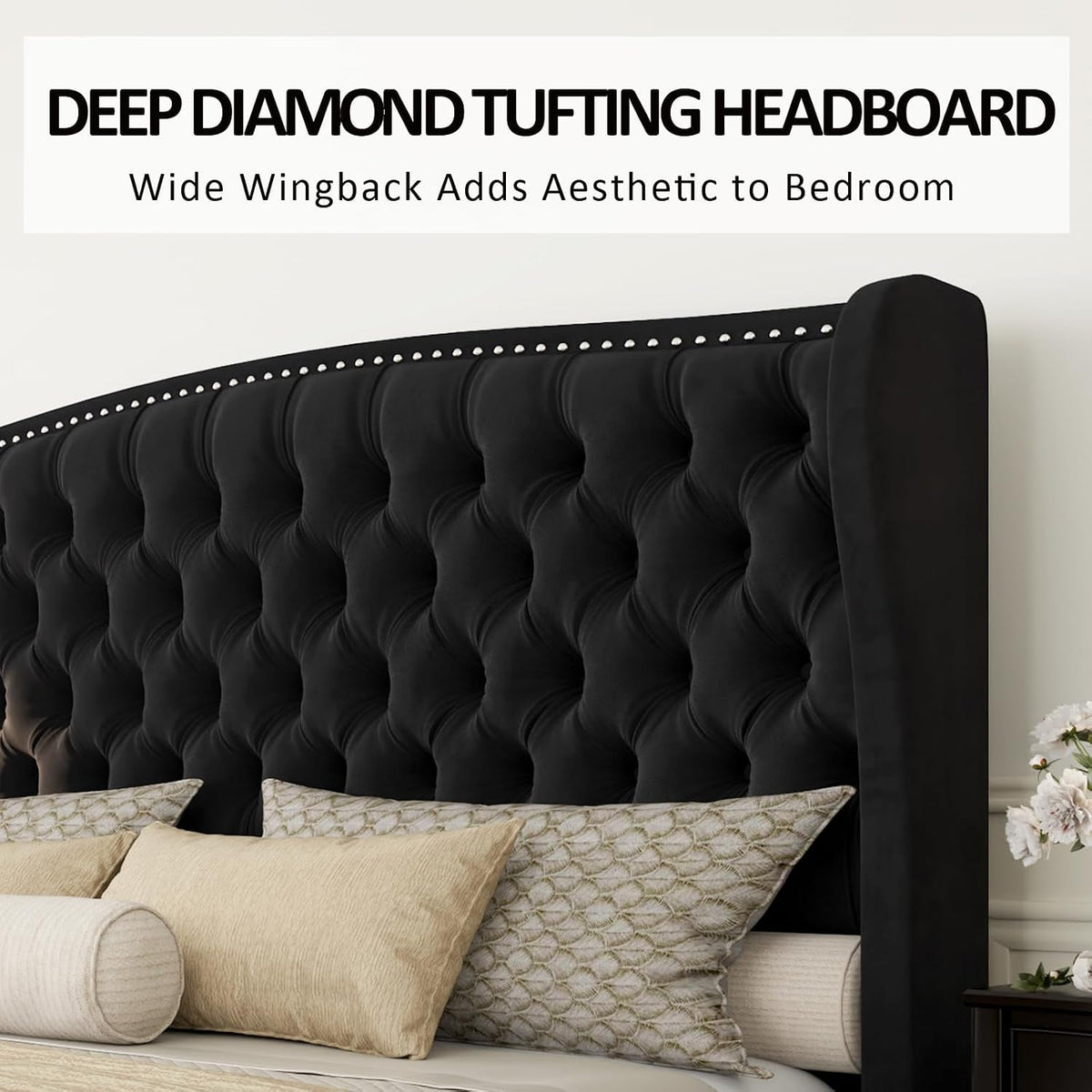 queen-size-bed-frame-with-velvet-upholstered-wingback-headboard