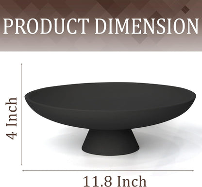 Modern Pedestal Decorative Bowl, Large Resin Fruit Bowl, Black | Style It on Kitchen Counters, Coffee Tables, or Entryway Tables. Use for Fruit Display, Key Storage, or Home Decor Accents7
