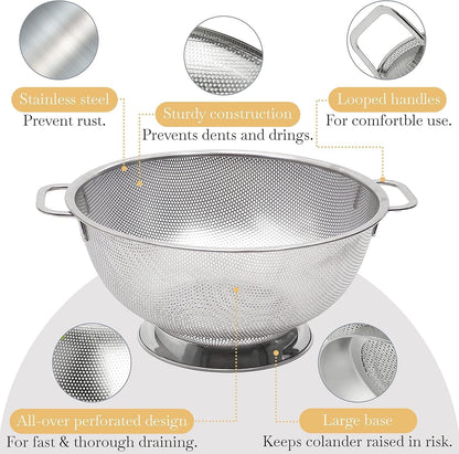 Stainless Steel Colander for Kitchen, 5 Qt Pasta & Rice Strainer | Durable Highest Grade Premium Steel, Dishwasher Safe and Odor Resistant Food Strainer, Lightweight Looped Handles4