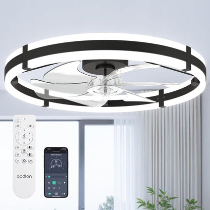 24" Low Profile Fandelier Ceiling Fans with Lights and Remote, Black1