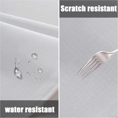 Linen Textured Tablecloth Rectangle Waterproof Spillproof Fabric Table Cloth, Decorative Wrinkle Free Wipeable Polyester Table Cover for Dining Party Wedding, 39 X 55 Inch, White6