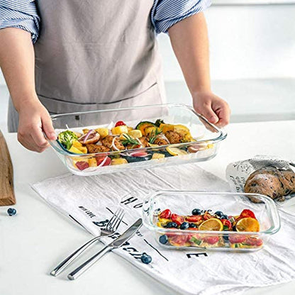 8 Piece Deep Glass Baking Dish with Lids, BPA Free,Gray | Rectangular Glass Bakeware Set, Baking Pans for Lasagna, Casserole Dishes, Microwave, Oven, Freezer, Dishwasher5