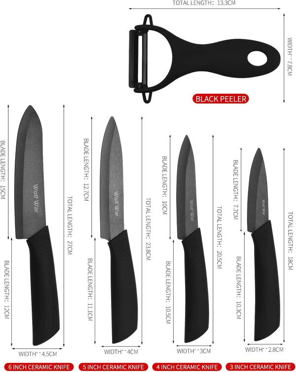 Ceramic Knife Set with Protective Cover, Kitchen Knife Set with 4-Piece Knife and 1 Peeler, Chef'S Knife Sets for Meat, Fruit, Vegetables2