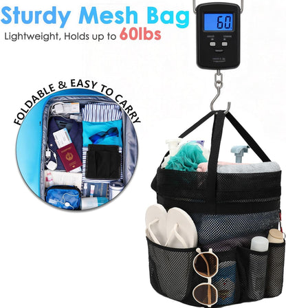 Mesh Shower Caddy Portable with Drawstring, Dorm Room Essentials for College Girls Guys, 8-Pocket Extra Large Shower Bag Basket Tote for Camping Beach Gym Travel Toiletry Bathroom7
