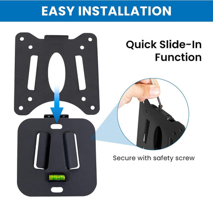 Ultra Low Profile Fixed TV Wall Mount for 13 to 32" Inch Screens, Slim TV Wall Mount Fits VESA 75 and 100 Mm, Flush TV Bracket 0.55" Design with 60 Lb Capacity, Built-In Bubble Level7