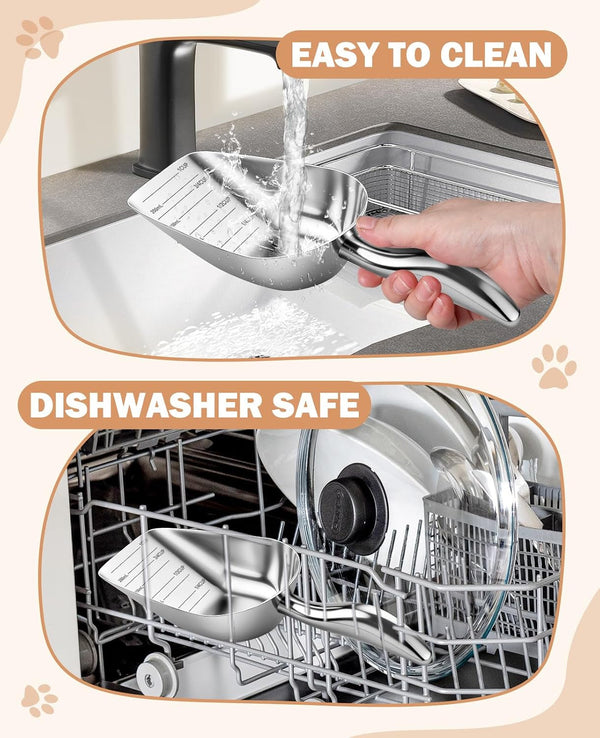 Stainless Steel Cat-Dog Food-Scoop Measuring 1-Cup, Pet Food Scoop with Measuring Lines for Dogs, Cats, and Kitchen Use, Dishwasher Safe7