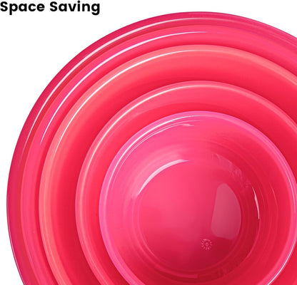 5PC Mixing Bowls Set with Lids | Ombre Pink Bpa-Free Nesting Salad & Meal Prep Bowls for Mixing, Serving & Storage (0.74 QT - 4.65 QT) Dishwasher Safe (Lids Not Microwave-Safe)4