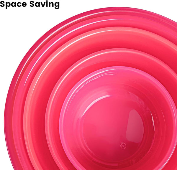 5PC Mixing Bowls Set with Lids | Ombre Pink Bpa-Free Nesting Salad & Meal Prep Bowls for Mixing, Serving & Storage (0.74 QT - 4.65 QT) Dishwasher Safe (Lids Not Microwave-Safe)4