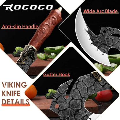 Viking Cleaver Knife Birthday - Kitchen Axe & Sheath Father Gift Men4